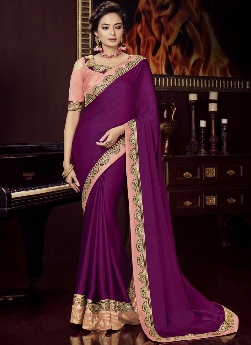 Designer Soft Silk Saree With Contrast Blouse Piece