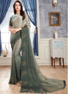 Designer Saree With Decent Diamond Work