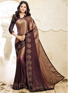 Different Color Combination Saree With Diamond Work