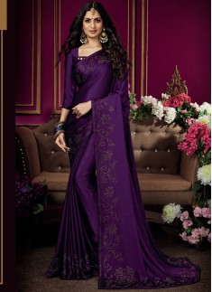 Elegant Diamond Work Saree With Diamond Touch Blouse Piece