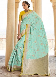 Elegant Soft Dola Silk Saree With Contrast Heavy W