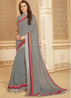 Exclusive Printed Saree With Lace Border