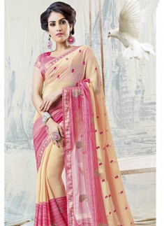 Fancy Skirt Border Saree With Two Shades Of Color