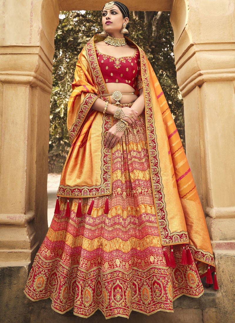 Buy online Contrast Dupatta A-line Lehenga from ethnic wear for Women by  Bhama Couture for ₹1619 at 60% off | 2024 Limeroad.com