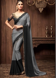 Heavy Blouse Saree With Elegant Small Border