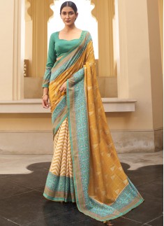 Patola Print Crepe Material Saree With Contrast Bl