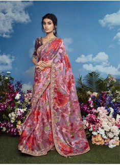 Remarkable FANCY BORDER NET ORGENZA Bollywood Saree