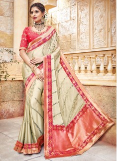 Silk Fabric Saree With Contrast Heavy Blouse Saree