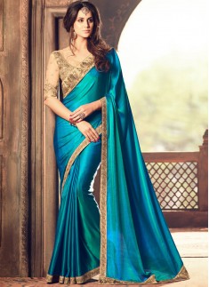 Soft Silk Saree With Heavy Work Contrast Blouse