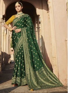 Stunning Weaving Saree With Contrast Work Blouse P