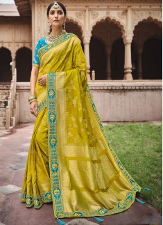 Stylish Soft Banarasi Silk Material Saree With Hea