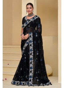 This Designer Saree  Contemporary Draping With A Modern Twist, Featuring A Flowing Hand-Embroidered Sequins And Beads In A Geometric Pattern, With A Touch Of Subtle Glitter