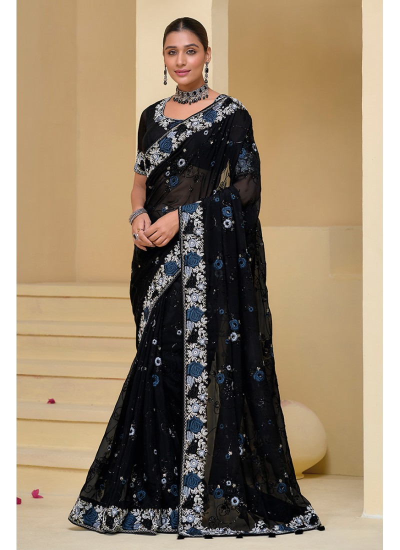 This Designer Saree  Contemporary Draping With A Modern Twist, Featuring A Flowing Hand-Embroidered Sequins And Beads In A Geometric Pattern, With A Touch Of Subtle Glitter