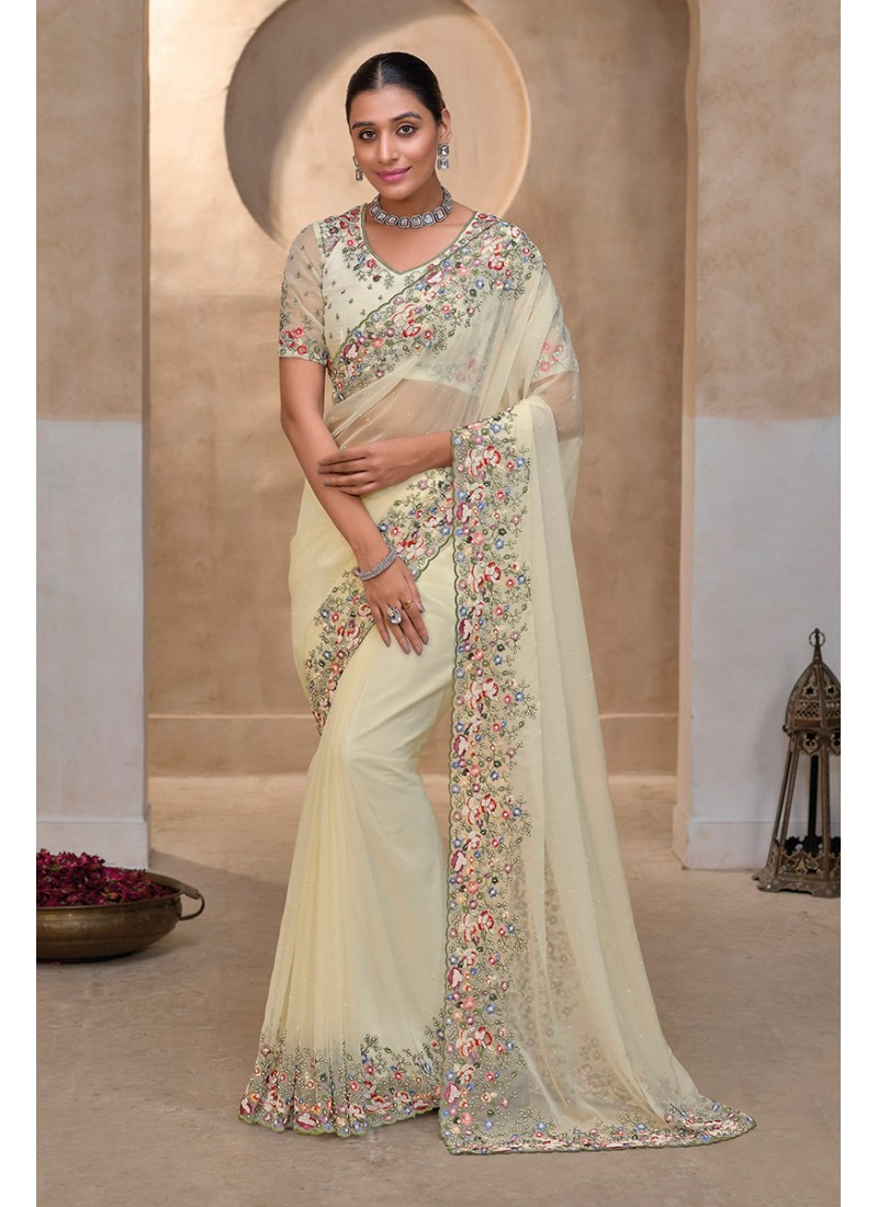 This Designer Saree  Contemporary Draping With A Modern Twist, Featuring A Flowing Hand-Embroidered Sequins And Beads In A Geometric Pattern, With A Touch Of Subtle Glitter