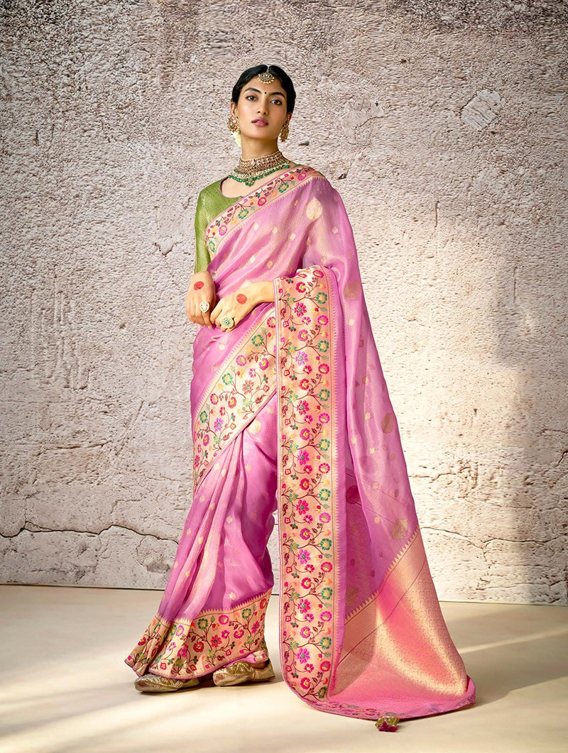 Wedding silk saree with heavy blouse