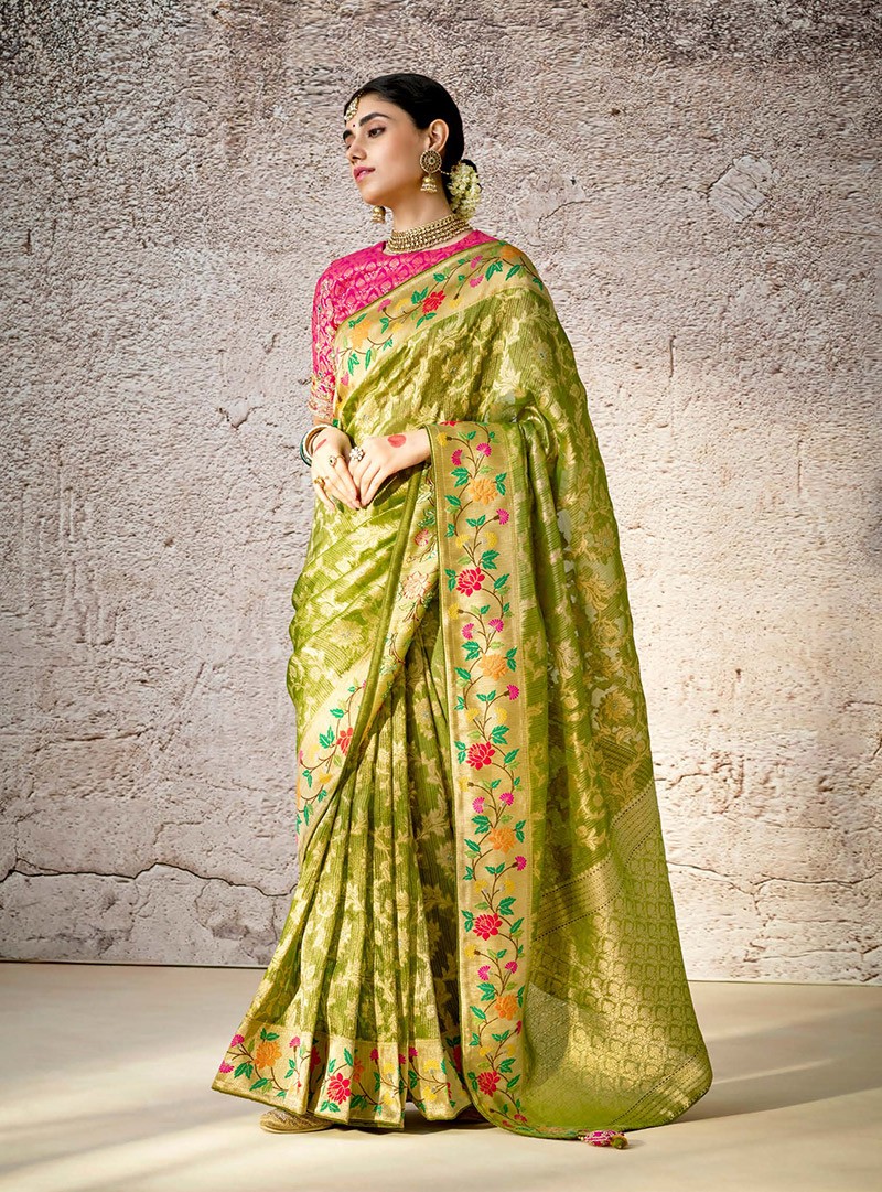 Wedding Silk Saree With Heavy Blouse