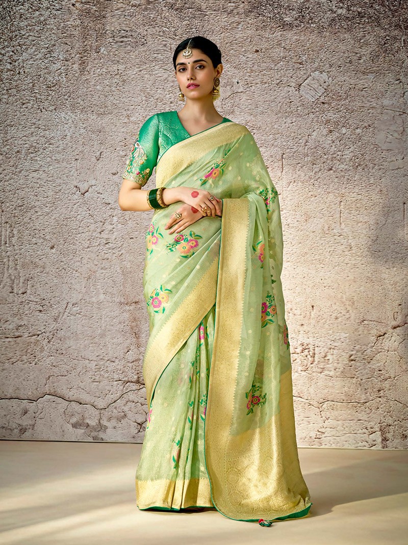 Wedding Silk Saree With Heavy Blouse