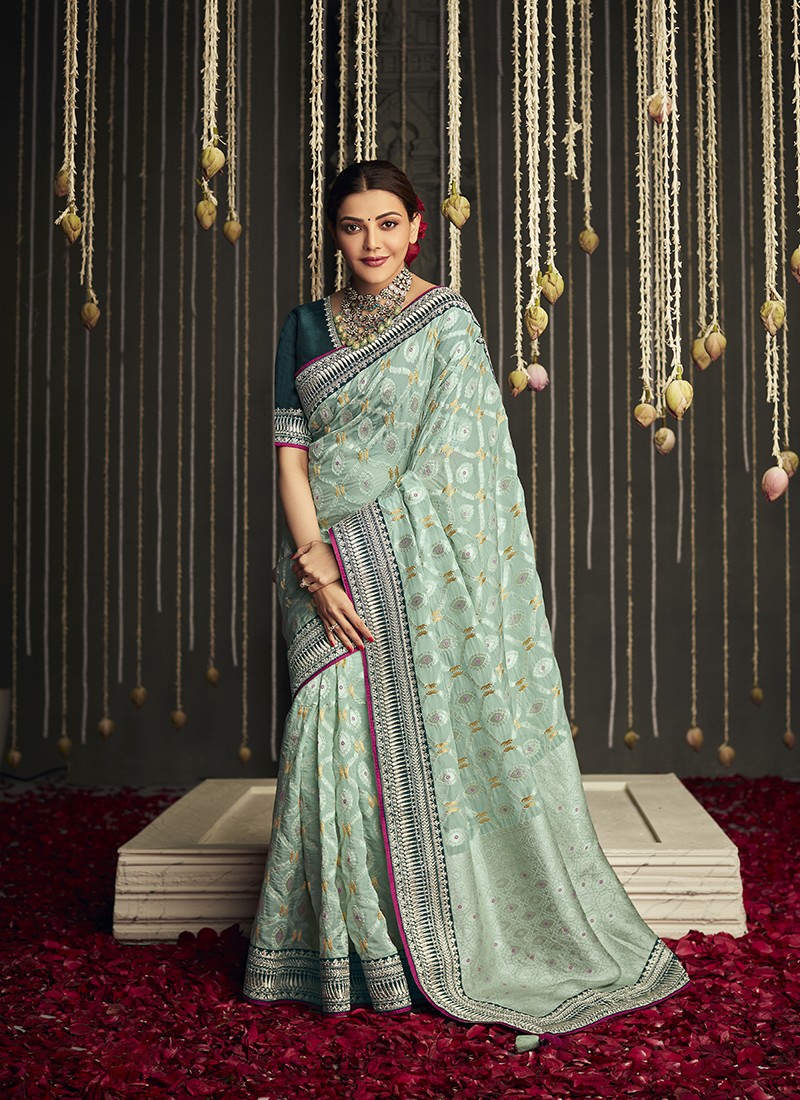 Parrot Green Wedding Saree | Sleeves designs for dresses, Saree wedding,  Saree